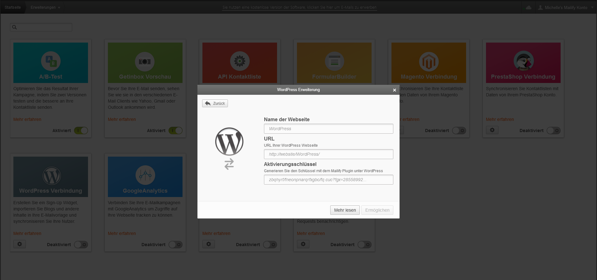 Screen Mailify - Wordpress